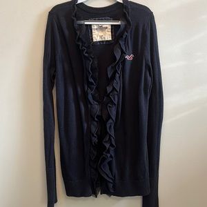 Navy ruffled Hollister sweater